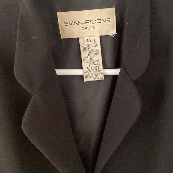 Evan picone A-line black dress, size 14 - Picture 2 of 6
